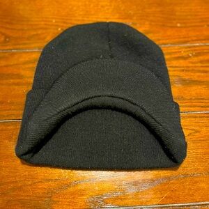 Black Beanie with Brim - OS